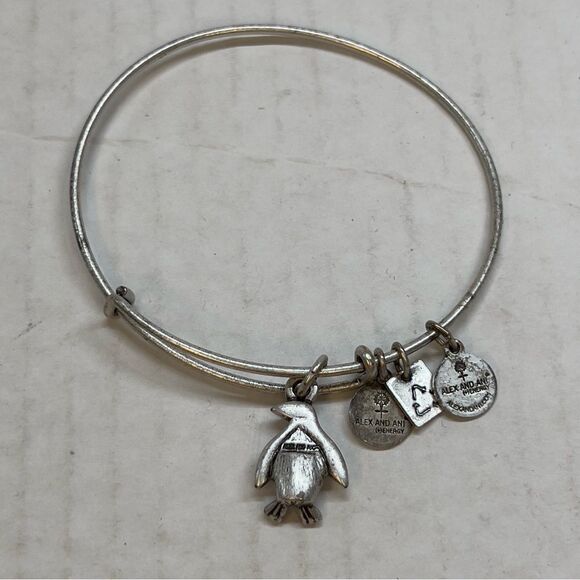 Alex and Ani Silver Penguin Charm Bracelet - Picture 1 of 3